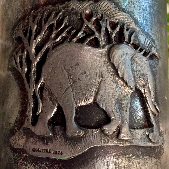 Vintage Pen Holder With Pewter Elephant Design Metzke 1974 - Picture 2 of 9